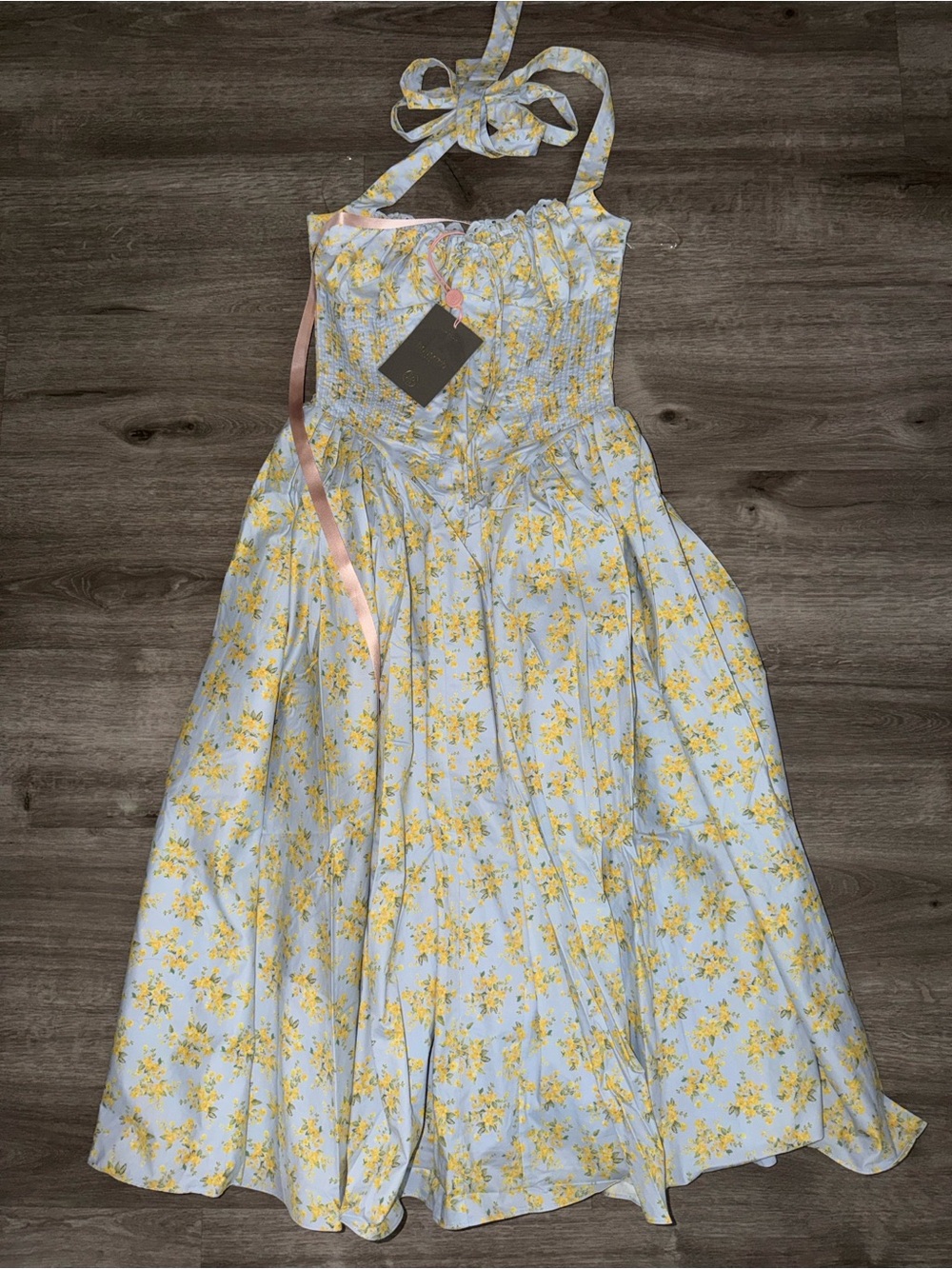 🩷Firm Price🩷Adabella Soft Blue Vintage floral print cotton halter sundress - Picture 14 of 16